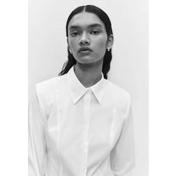 H&M Ladies White Shoulder-pad tapered-waist shirt