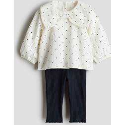 H&M Blouse & Leggings Set - Navy Blue/Spotted (1238885002)