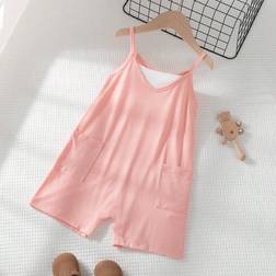 Shein Young Girl Comfy Vacation Style Sleeveless Jumpsuit With Double Pockets Summer