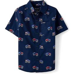 The Children's Place Boy's Americana Monster Truck Poplin Button Up Shirt - Tidal