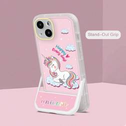 Shein Pink pc Cartoon Unicorn Printed Phone Case With Stand Function Compatible With Apple And Samsung Series