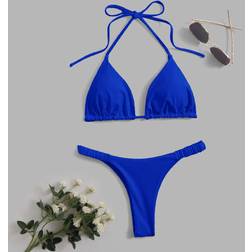 Shein Summer Beach Tie Backless Halter Triangle Bikini