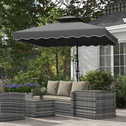 OutSunny Square Cantilever Parasol Umbrella with Cross Base