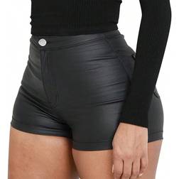 Shein Music Festival Women Solid Color Streetwear Sexy Coated Shorts