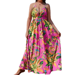 Shein VCAY Plus Size Backless Dress Beach Hawaiian Dress