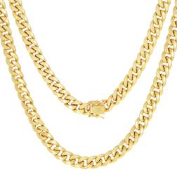 Nuragold Miami Cuban Link Chain Pendant Necklace 6.5mm - Gold