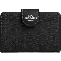 Coach Medium Corner Zip Wallet In Signature Jacquard - Silver/Black