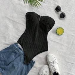 Shein Black Vacation Summer Strapless Bodysuit