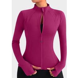 Shein VUTRU Womens Slim Fit Sports Jacket With Thumb Holes And Stand Collar