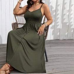 Shein Große Größen Einfaches einfarbiges Spaghettiträgerkleid für Damen