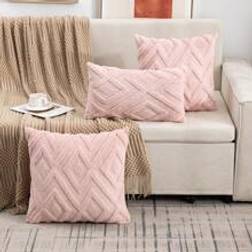Shein 1pc Plush Geometric Pattern Örngott Rosa (50x30cm)