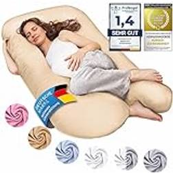 SMOOTHY SMOOTHY Schwangerschaftskissen Seitenschläferkissen, Lagerungskissen, Baby-Kissen & Stillkissen in U-Form mit abnehmbarem & waschbarem Bezug aus 100% Baumwolle Classic XXL, x cm, Beige