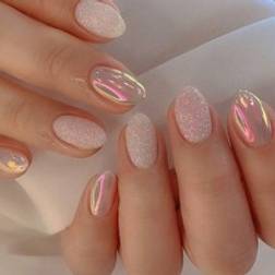 Shein Short Coffin Shaped Simple Style False Nails, With 1pc Nail File Jelly Glue