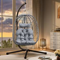 Bloomsbury Market Perkin Rattan Swing Egg Chair