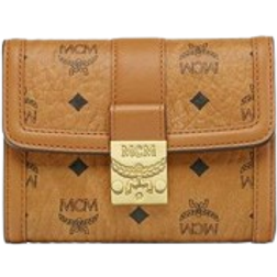 MCM Tracy Trifold Wallet In Visetos Small - Cognac