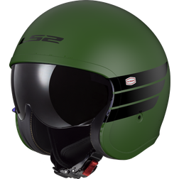 LS2 OF599 Spitfire II Retro Jet Helmet - Matt Dark Green/Black