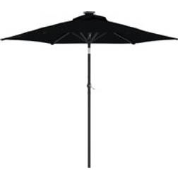 vidaXL Parasol Med LED Lys Og Stålstang 225x225x212 cm Sort