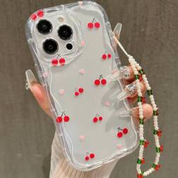 Shein Retro Heart Cherry Decor Hanging Cord Case for iPhone 11/12/13/14/15/16 Pro Max