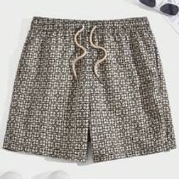 Shein Men's Loose Allover Printed Shorts With Drawstring Waist