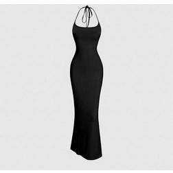 Shein Solid Color Halterneck Mermaid Dress For Summer