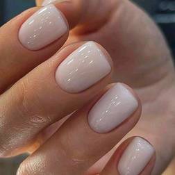 Shein pcs Short Square French Style Creamy White Fashionable Coverage Nail Tips