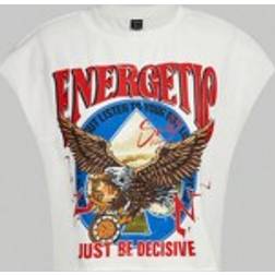 Shein Plus Knit Short Sleeve T-Shirt With Eagle & Letter Print