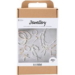 Creativ Company Craft Mix Jewellery, Necklaces, bracelets, earrings, gold-plated, white mother-of-pearl, 1pack/ pack