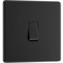 BG nexus flatplate screwless matt black single light switch ffb12 20 amp