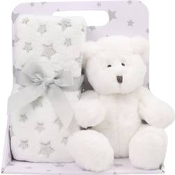 CarloBaby Filt Nalle, Vit