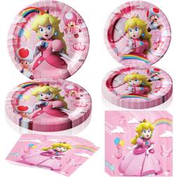 Disposable Plates Princess Peach Tableware Sets 60-pack