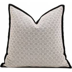 Shein 1pc Luxury Velvet Chenille Thick Throw Pillow Cover Decorative Black White Cushion Cover 12x20 18x18 20x20in For Sofa Livingroom Bedroom Pillowcase Home Cushion Case Cushion Cover Black, White (50x30cm)