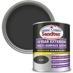 Sandtex 10 Year Multi Surface Satin Metal Paint Black 0.76L