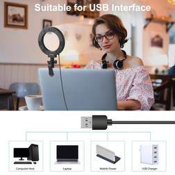 Tomtop Jms PULUZ 12cm/4.7in USB Ring Light 3200-5600K Color Temperature 10 Brightness Levels with Mounting