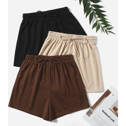 Shein Plus Solid Drawstring Casual Daily Summer Shorts
