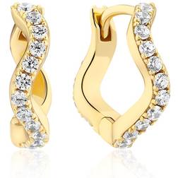 Sif Jakobs Ellera Waves Medio Earrings Guld Vita zirkoner