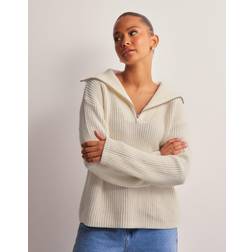 Selected Femme Halvlångt Blixtlås Tröja Vit