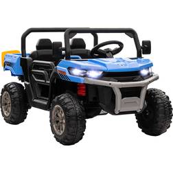 Homcom 12V Two-Seater Kids Electric Ride-On Car w/ Electric Bucket Blue