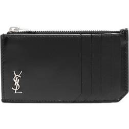 Saint Laurent Monogram-plaque cardholder - men - Leather One Black