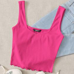 Shein Damen Sommer Einfarbig Tank-Top aus Strick mit Sweetheart-Ausschnitt für legeren Look