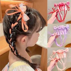 Shein 2pcs Lovely Bow Ribbon Hair Clips For Girls, Kids Gift, Daily Use