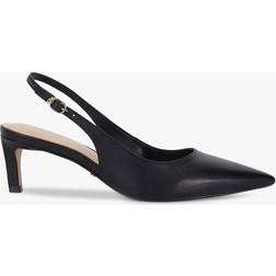 Dune London Celinna Leather Heeled Slingback Pointed Courts, Black