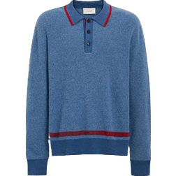 Coach Knit Long Sleeve Polo - Blue/Red