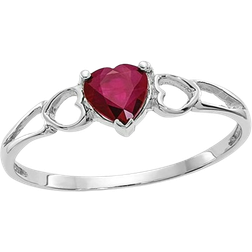 Harmony Heart Promise Ring - White Gold/Red