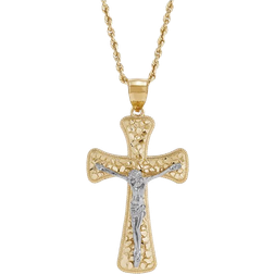 Macy's Nugget Crucifix Pendant Necklace - Gold/White Gold