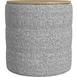 HomePop Channeled Boucle Cream/Gray Pouffe 19"
