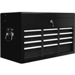 Homcom 6 Drawer Tool Chest, Lockable Metal Tool Box with Top Case, Ball Bearing Runners, Portable Toolbox, 600mm x 260mm x 340mm Black