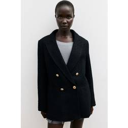 H&M Textured-Weave Blazer - Black