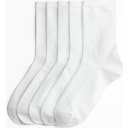 H&M Damen 5er-Pack Gerippte Socken Weiß 36/38