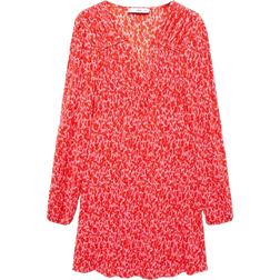 Mango Pom Floral Print Dress - Red