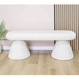 Boucle Cream Settee Bench 118x44cm